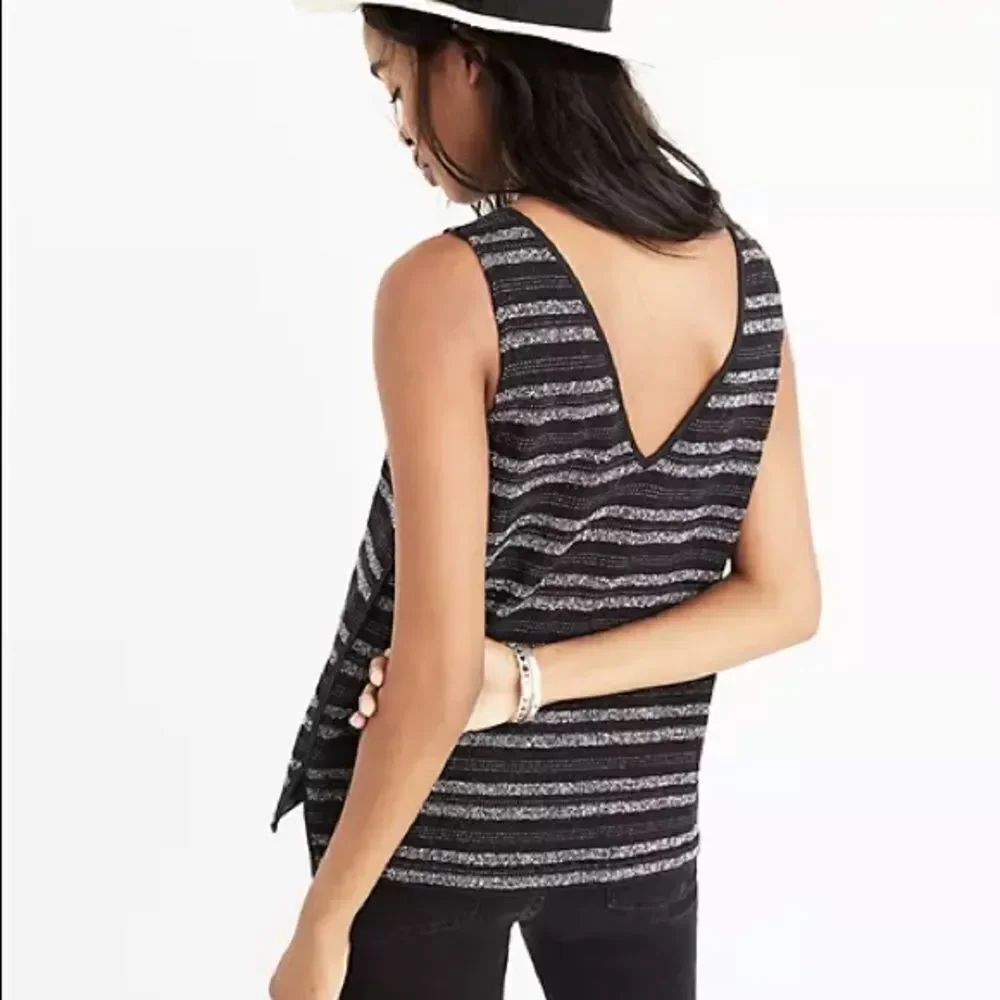 Madewell Terry striped XS cropped sleeveless top